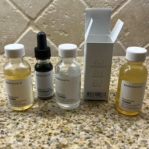 Bambu Earth mini set;Used 3 open products once with cotton facial pad. NoAlcohol